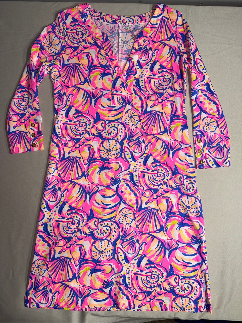 Lilly Pulitzer Pink Multicolor Shell-Print Midi Dress